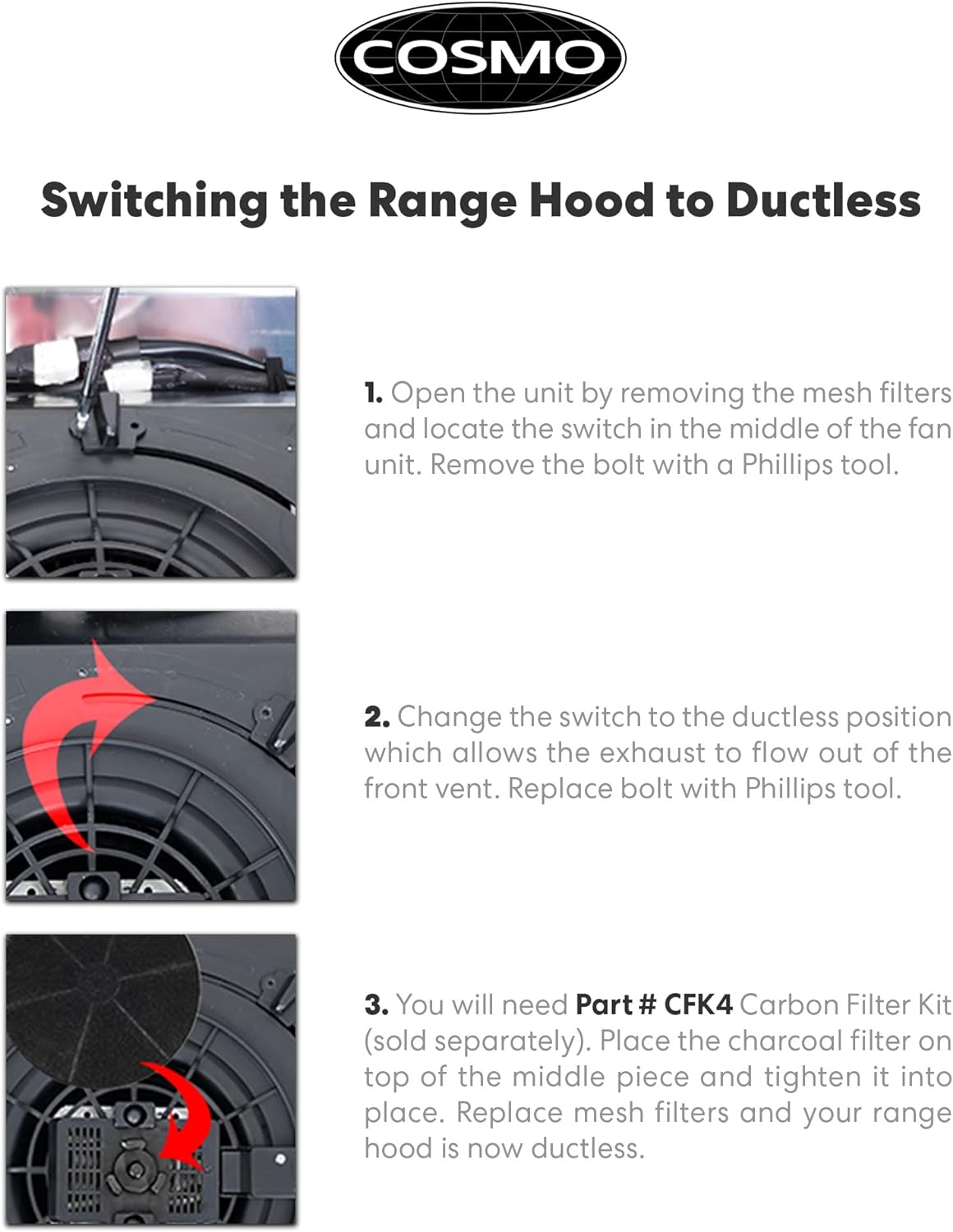 COSMO COS-5MU36 36 in. Delta Collection Ducted Under Cabinet Range Hood, Button Controls, Reusable Filters, LED Lights, Stainless Steel Stainless Steel 36 inch (Standard)