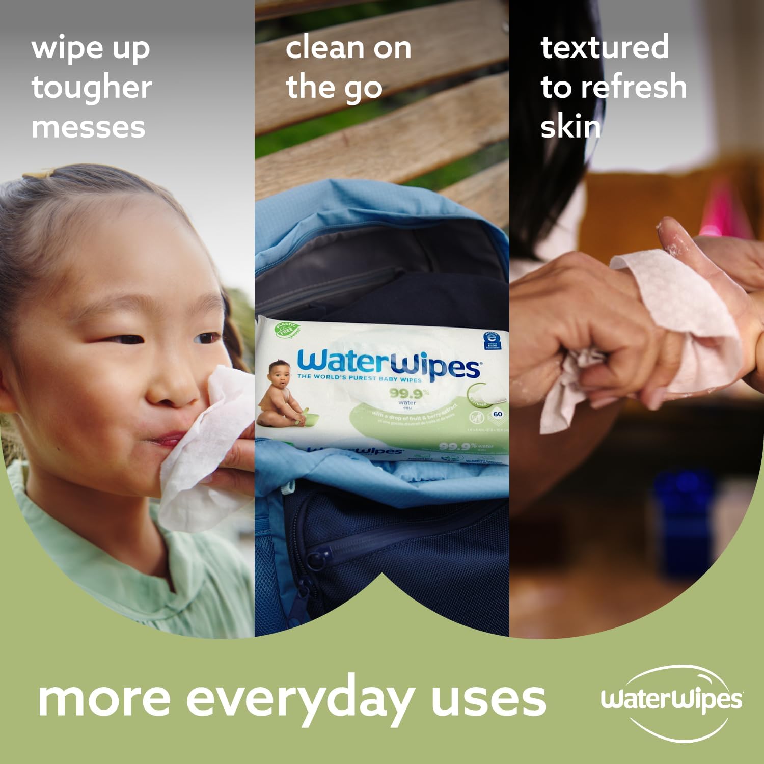 WaterWipes Sensitive+ Baby & Toddler Wipes, 3-In-1 Cleans, Cares, Protects, 99.9% Water, Textured Clean, Unscented & Hypoallergenic, 240 Count (4 Packs) Unscented 60 Count (Pack of 4)
