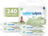 WaterWipes Sensitive+ Baby & Toddler Wipes, 3-In-1 Cleans, Cares, Protects, 99.9% Water, Textured Clean, Unscented & Hypoallergenic, 240 Count (4 Packs) Unscented 60 Count (Pack of 4)