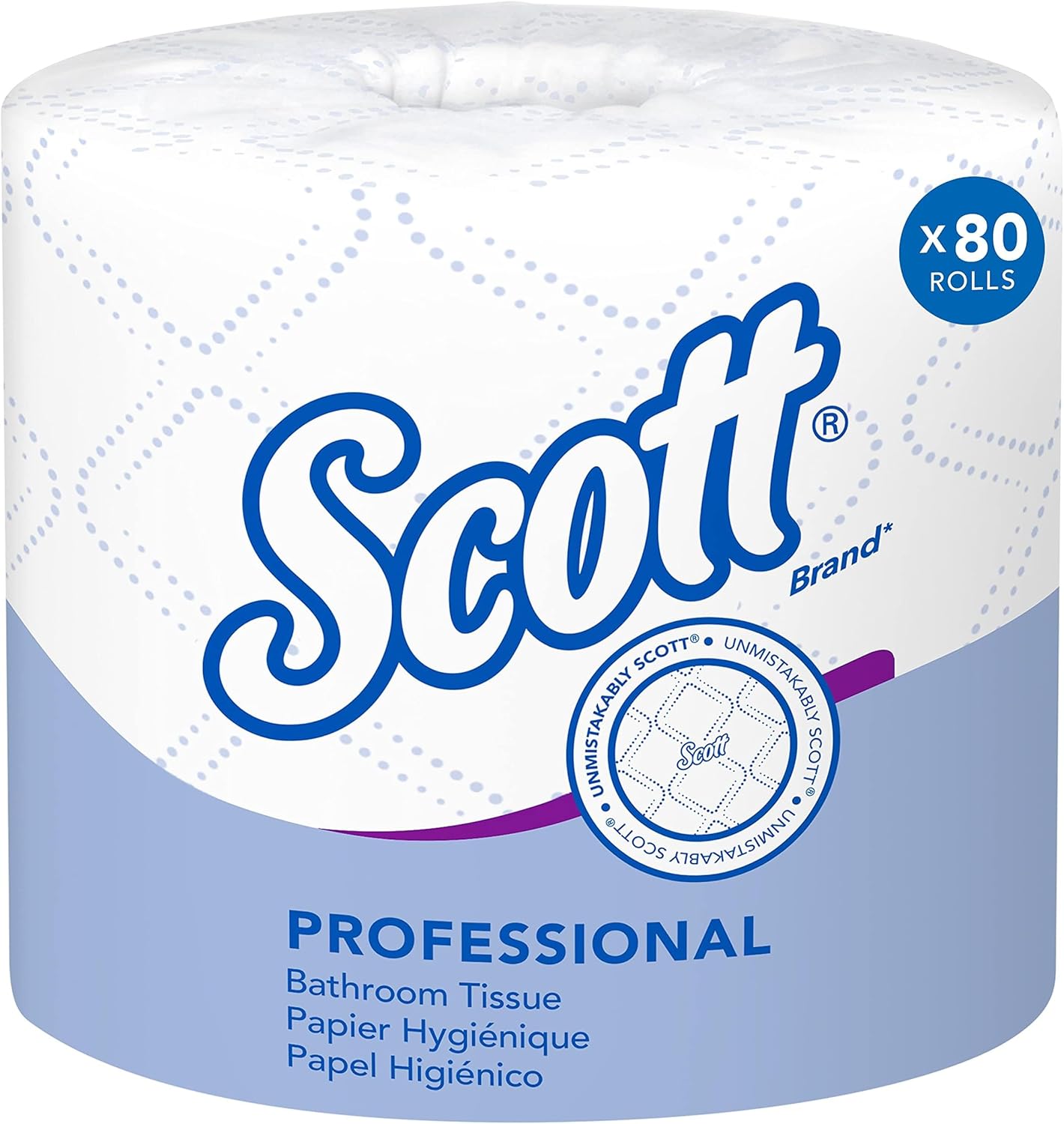 Scott Professional Standard Roll Bulk Toilet Paper (04460), 2-Ply, Elevated Design, White, Individually Wrapped (80 Rolls of 550 Sheets, 44,000 Sheet Total) 550 sheet (Pack of 80)