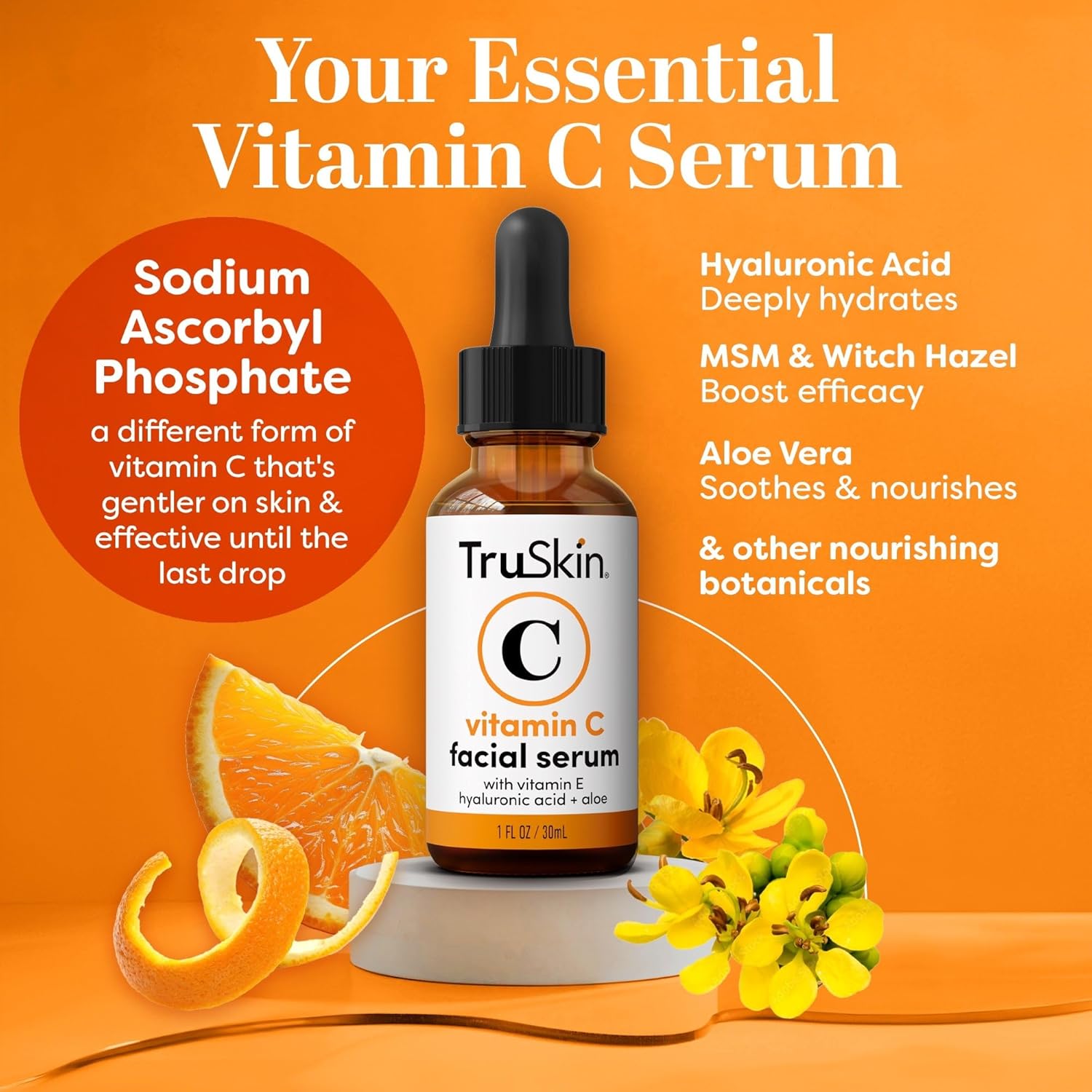 TruSkin Vitamin C Serum For Face – Anti Aging Formula with Vitamin C, Hyaluronic Acid, Vitamin E – Brightening Serum – Improve Appearance of Dark Spots, Tone, Fine Lines & Wrinkles, 1 Fl Oz 1 Fl Oz (Pack of 1)