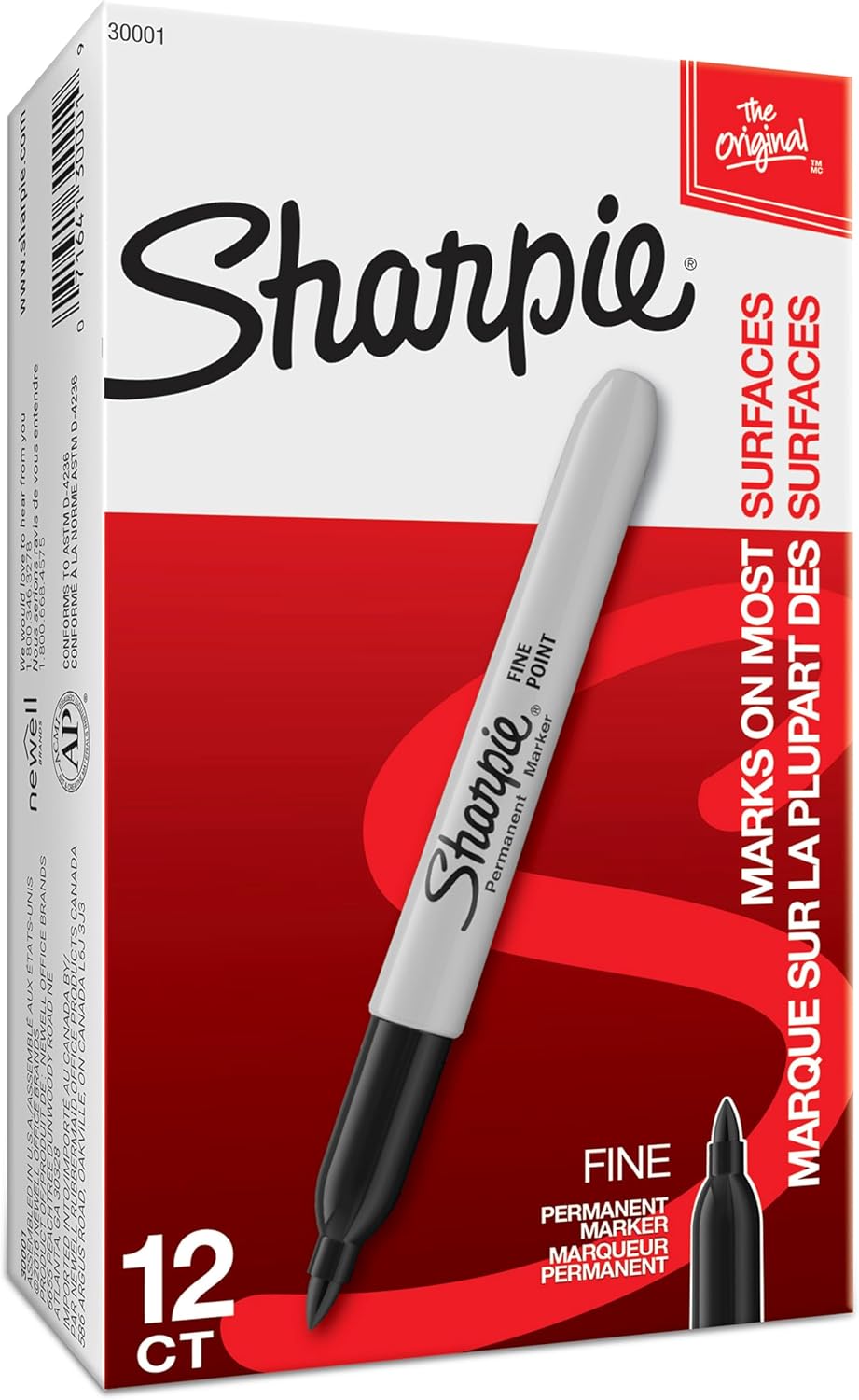 Sharpie Permanent Markers Set, Quick Drying And Fade Resistant Fine Point Marker For Wood, Plastic, Paper, Metal, And More, Drawing, Coloring, And Poster Marker , Black, 12 Count
