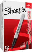 Sharpie Permanent Markers Set, Quick Drying And Fade Resistant Fine Point Marker For Wood, Plastic, Paper, Metal, And More, Drawing, Coloring, And Poster Marker , Black, 12 Count