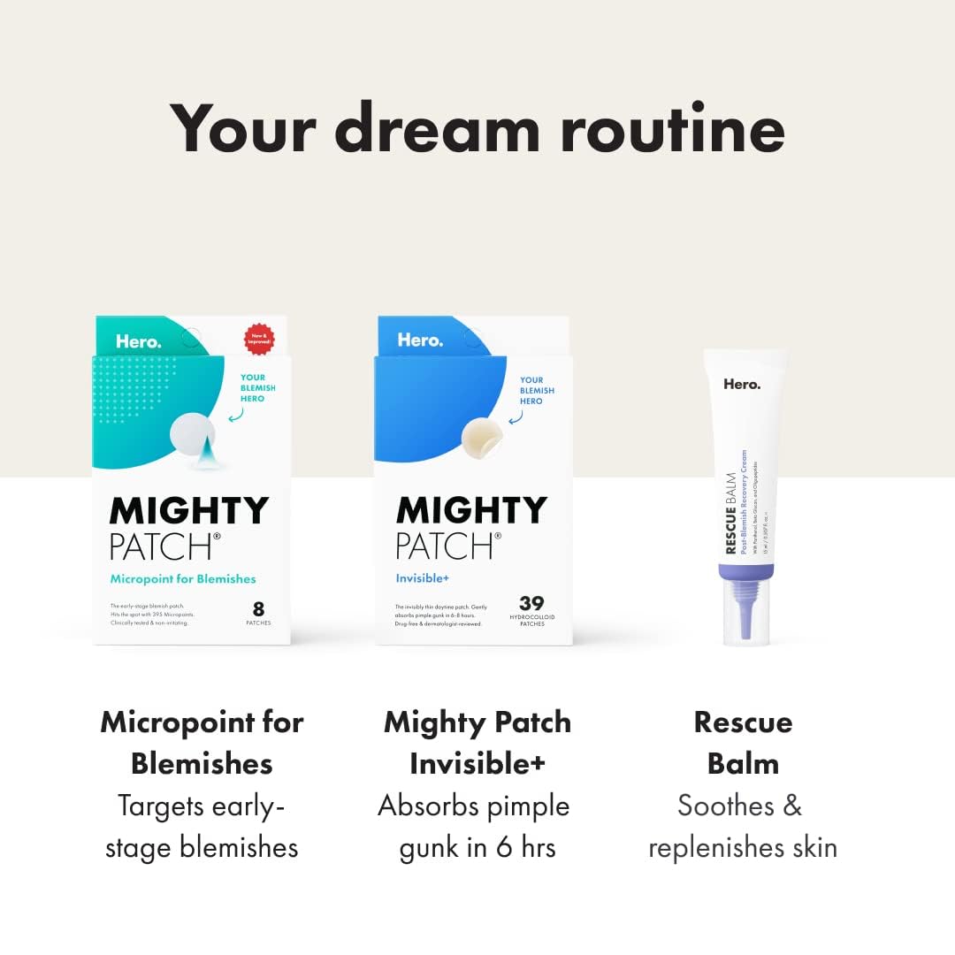 Mighty Patch™ Invisible+ Patch - Daytime Hydrocolloid Acne Pimple Patches for Covering Zits and Blemishes, Ultra Thin Spot Stickers for Face and Skin (24 Medium and 15 Small Patches)