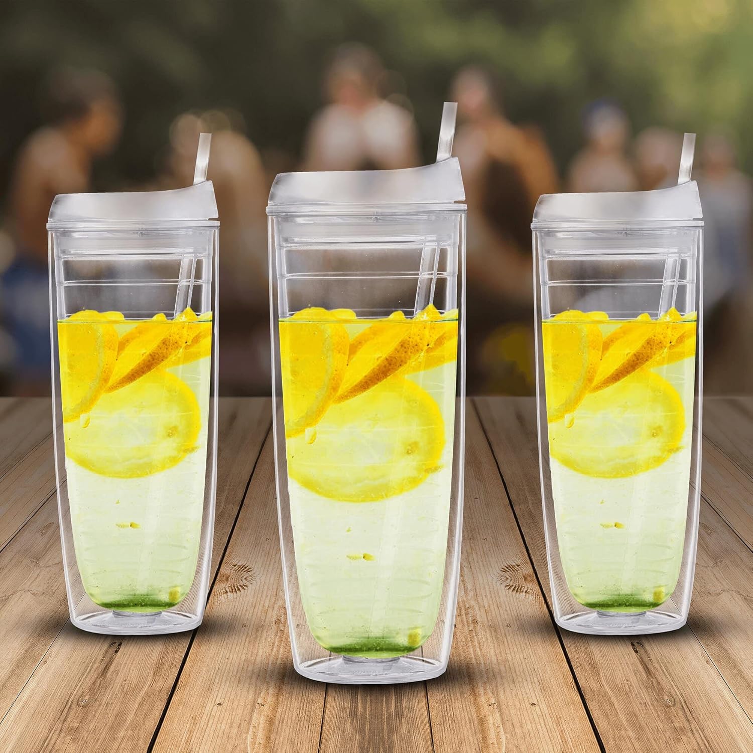 DISCOUNT PROMOS Tall Orbit Acrylic Tumblers 20 oz. Set of 10, Bulk Pack - Perfect for Iced Coffee, Soda, Other Hot & Cold Beverages - Clear - Blank - Clear 10 Count (Pack of 1)