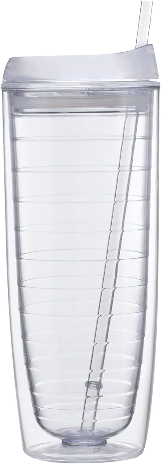 DISCOUNT PROMOS Tall Orbit Acrylic Tumblers 20 oz. Set of 10, Bulk Pack - Perfect for Iced Coffee, Soda, Other Hot & Cold Beverages - Clear - Blank - Clear 10 Count (Pack of 1)