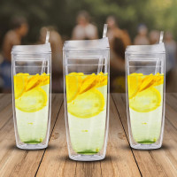 DISCOUNT PROMOS Tall Orbit Acrylic Tumblers 20 oz. Set of 10, Bulk Pack - Perfect for Iced Coffee, Soda, Other Hot & Cold Beverages - Clear - Blank - Clear 10 Count (Pack of 1)