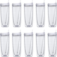 DISCOUNT PROMOS Tall Orbit Acrylic Tumblers 20 oz. Set of 10, Bulk Pack - Perfect for Iced Coffee, Soda, Other Hot & Cold Beverages - Clear - Blank - Clear 10 Count (Pack of 1)