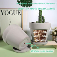 vensovo Grey Terracotta & Clay Pots with Saucer - 6 Pack 5 Inch Terra Cotta Pot Ceramic Pottery Planter Cactus Flowerpots Drainage Hole, Great for Plants, Crafts and Wedding Favor Gray