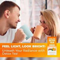 Total Tea SIimming Detox Tea Caffeine Free - 25 Day Detox - Herbal Tea with Chamomile, Hibiscus Tea & Ginger Root for Colon Cleanse – Natural Citrus & Cinnamon Herbal Tea for Digestive Health Citrus & Cinnamon 25-pack