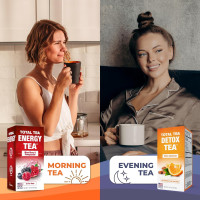 Total Tea SIimming Detox Tea Caffeine Free - 25 Day Detox - Herbal Tea with Chamomile, Hibiscus Tea & Ginger Root for Colon Cleanse – Natural Citrus & Cinnamon Herbal Tea for Digestive Health Citrus & Cinnamon 25-pack
