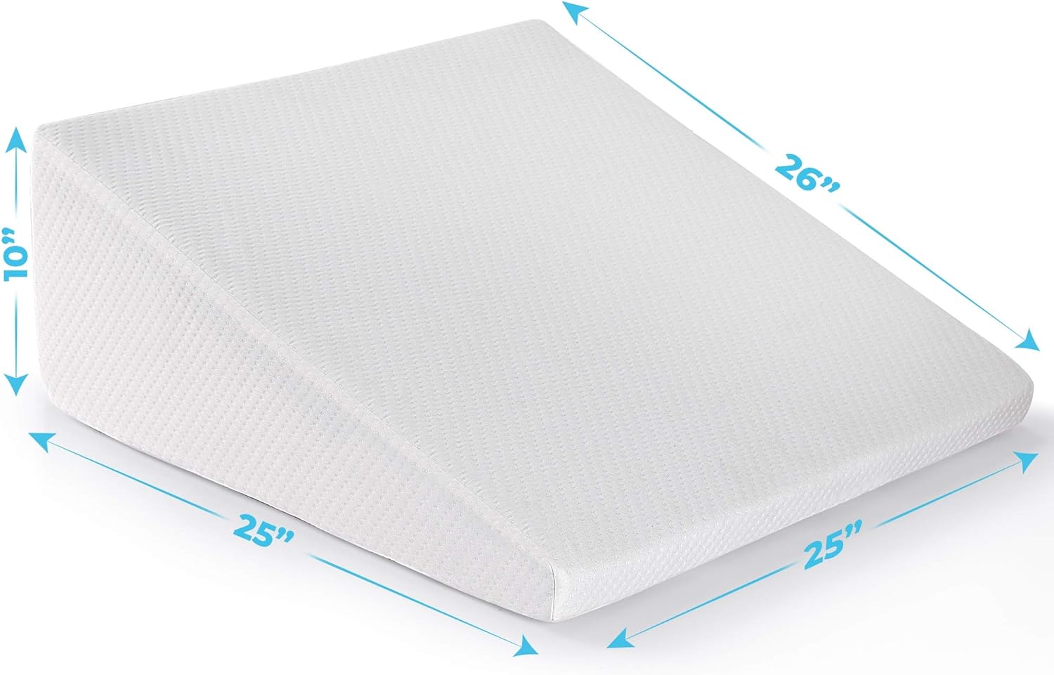 Healthex Bed Wedge Pillow Cooling Memory Foam Top – Elevated Support Cushion for Lower Back Pain, Acid Reflux, Heartburn, Allergies, Snoring – Ultra Soft Removable Cover