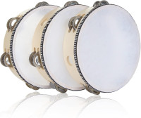 3 Pack 8 inch Tambourine for Adults, Wood Tambourine with Metal Jingles, Educational Instrument for KTV, Party, Church