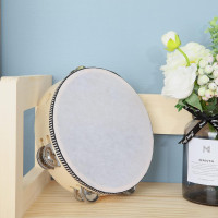 3 Pack 8 inch Tambourine for Adults, Wood Tambourine with Metal Jingles, Educational Instrument for KTV, Party, Church