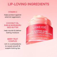 LANEIGE Lip Sleeping Mask: Nourish, Hydrate, Vitamin C, Murumuru & Shea Butter, Antioxidants, Flaky, Dry Lips Berry