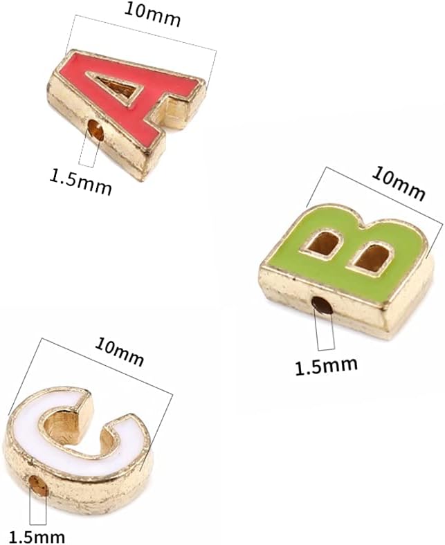 52Pcs Alloy Enamel Letter Shape Beads, Capital Alphabet 2 Sets of A-Z Charm Beads for DIY Bracelet Necklace Jewelry Making