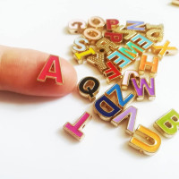 52Pcs Alloy Enamel Letter Shape Beads, Capital Alphabet 2 Sets of A-Z Charm Beads for DIY Bracelet Necklace Jewelry Making