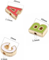 52Pcs Alloy Enamel Letter Shape Beads, Capital Alphabet 2 Sets of A-Z Charm Beads for DIY Bracelet Necklace Jewelry Making