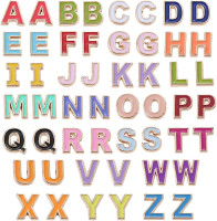 52Pcs Alloy Enamel Letter Shape Beads, Capital Alphabet 2 Sets of A-Z Charm Beads for DIY Bracelet Necklace Jewelry Making