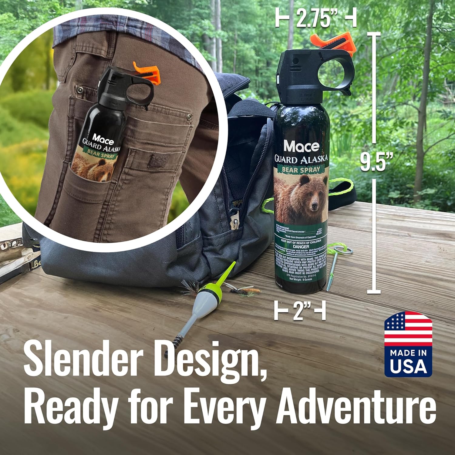 Mace Bear Spray - Guard Alaska Bear Deterrent & Self Defense Spray, 9.17 oz, 20ft Effective Range Up to 40ft, EPA Registered, Max Strength 20% OC, Great for Hiking, Camping, Hunting Bear Spray (2025 Model)