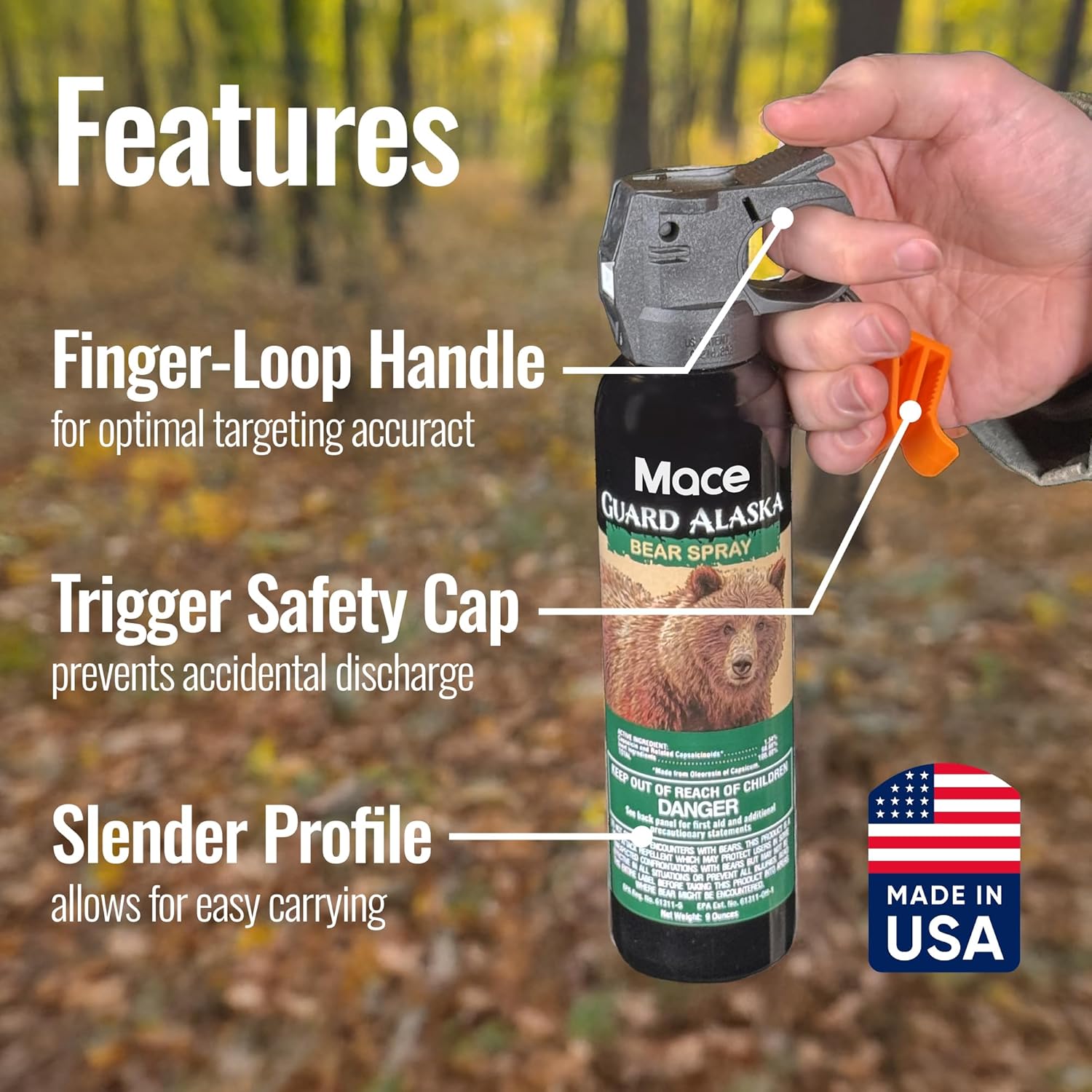 Mace Bear Spray - Guard Alaska Bear Deterrent & Self Defense Spray, 9.17 oz, 20ft Effective Range Up to 40ft, EPA Registered, Max Strength 20% OC, Great for Hiking, Camping, Hunting Bear Spray (2025 Model)