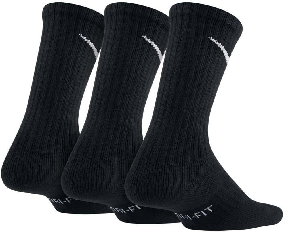 NIKE Boys' Performance Cushion Crew Socks with Band (3 Pairs) Small Black/White