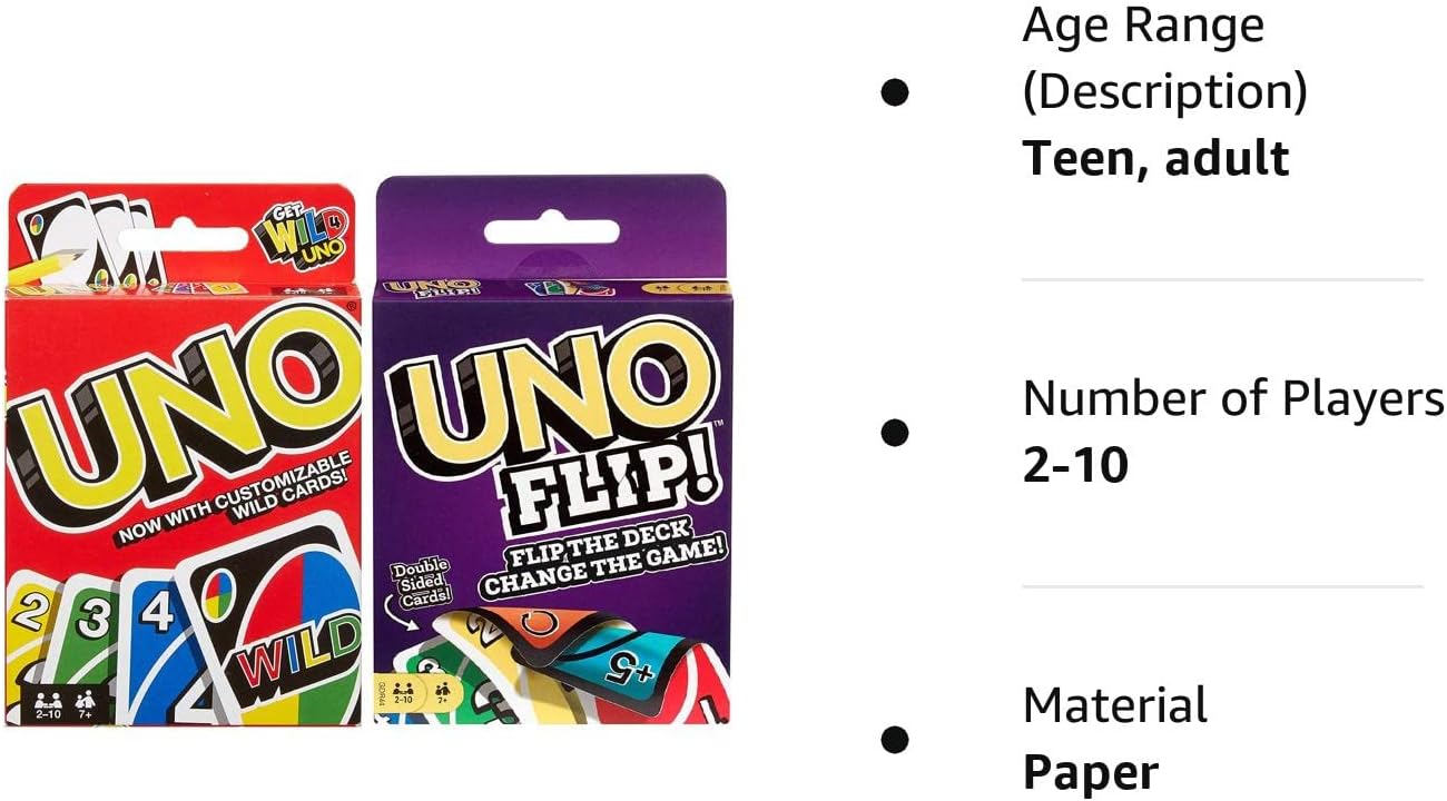 Mattel Uno Original and Uno Flip Card Games, Combo Pack of 2