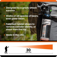 UDAP 15DCH Pepper Power Magnum Bear Spray Self Defense Deterrent with Griz Guard Holster for Camping, Hiking, Fishing, Powerful Blast Pattern, 30 ft Fog Barrier, 9.2 oz, 2 Pack