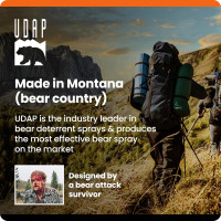 UDAP 15DCH Pepper Power Magnum Bear Spray Self Defense Deterrent with Griz Guard Holster for Camping, Hiking, Fishing, Powerful Blast Pattern, 30 ft Fog Barrier, 9.2 oz, 2 Pack