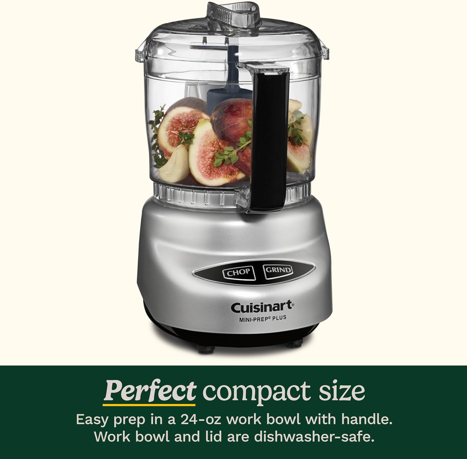 Cuisinart Mini-Prep Plus Food Processor, 24-Ounce Mini Food Processor to Chop Herbs, Vegetables, and Hard Cheese, 24-Ounce Work Bowl, Reversible Stainless Steel Blade, DLC-2ABC, Brushed Chrome/Nickel Brushed Chrome 24-ounce Processor