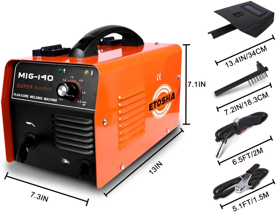 ETOSHA 140Amp MIG Welder, Flux Core Welder AC 110V Gasless Welding Machine with IGBT Inverter, Automatic Wire Feed Welders Portable Metal Welder No Gas 110 Voltage 140A Compact Welder with Welding Gun MIG 140