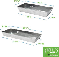 Achla Designs Antique Galvanized Steel Rectangular Plant Tray- 29 in