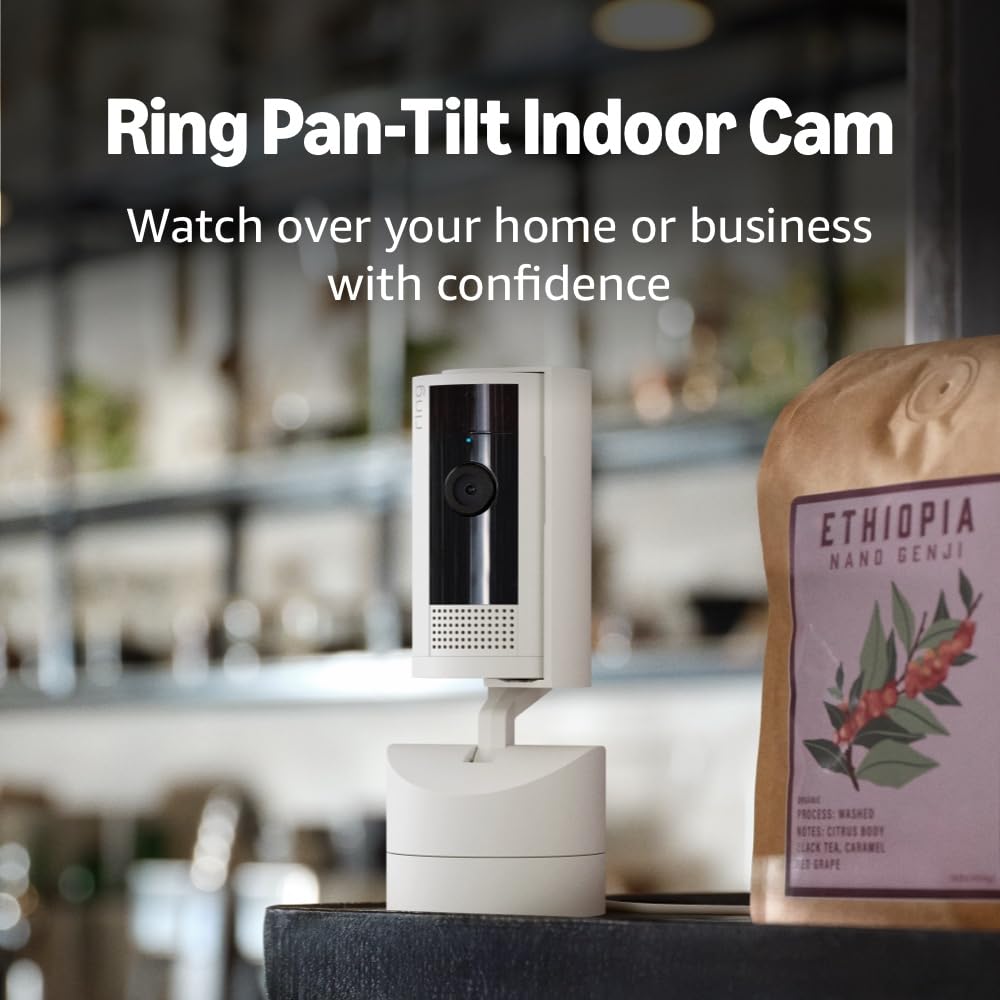 Ring Pan-Tilt Indoor Cam | See all around your home or business with 360° pan coverage, HD video, plus Two-Way Talk (2024 release) | White White 1 Camera Device Only