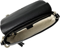 Gucci Soho Leather Flap Shoulder Bag Black Gold Tassel New Authentic