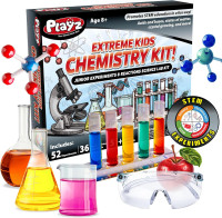 Playz 52 Extreme Chemistry Experiments Set - STEM Activities & Science Kits for Kids Age 8-12 with 51+ Tools - Discovery Science Educational Toys & Gifts
