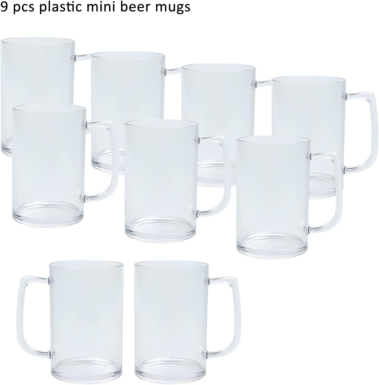 EPVSR Plastic Mini Beer Mugs, 5oz Unbreakable Beer Tasting Glasses, Small Plastic Mugs Great for Kids and Adults, Dishwasher-Safe, BPA Free (9 Pcs)