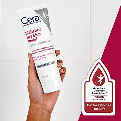 Generic CeraVe Moisturizing Cream for Diabetics’ Dry Skin | Urea Cream with Bilberry for Face and Body | Fragrance Free & Paraben Free | 8 Ounce