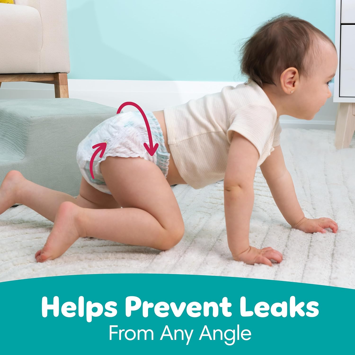 Pampers Diapers - Swaddlers 360° - Size 4, 132 Count, up to 100% Leakproof Comfy Dry Fit, Designed for Easy Changes, Pull On Baby Diaper (Packaging May Vary) Size 4 132