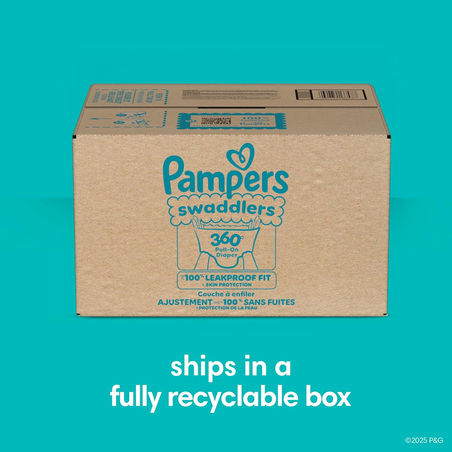 Pampers Diapers - Swaddlers 360° - Size 4, 132 Count, up to 100% Leakproof Comfy Dry Fit, Designed for Easy Changes, Pull On Baby Diaper (Packaging May Vary) Size 4 132