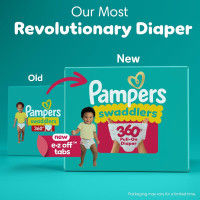 Pampers Diapers - Swaddlers 360° - Size 4, 132 Count, up to 100% Leakproof Comfy Dry Fit, Designed for Easy Changes, Pull On Baby Diaper (Packaging May Vary) Size 4 132