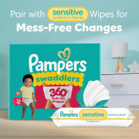 Pampers Diapers - Swaddlers 360° - Size 4, 132 Count, up to 100% Leakproof Comfy Dry Fit, Designed for Easy Changes, Pull On Baby Diaper (Packaging May Vary) Size 4 132