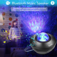 Remon Star Projector Galaxy Projector Smart Night Light with 10 Colors Ocean Wave and Starry Scene Works with Alexa and Google Home, Valentine Gift Bluetooth Music Speaker for Kids Bedroom