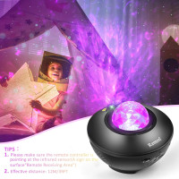 Remon Star Projector Galaxy Projector Smart Night Light with 10 Colors Ocean Wave and Starry Scene Works with Alexa and Google Home, Valentine Gift Bluetooth Music Speaker for Kids Bedroom