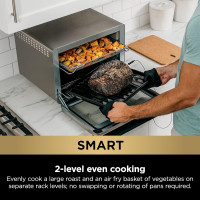 Ninja DT251 Foodi 10-in-1 Smart XL Air Fry Oven, Bake, Broil, Toast, Roast, Digital Toaster, Thermometer, True Surround Convection up to 450°F, includes 6 trays & Recipe Guide, Silver Silver Convection Toaster Oven with Thermometer