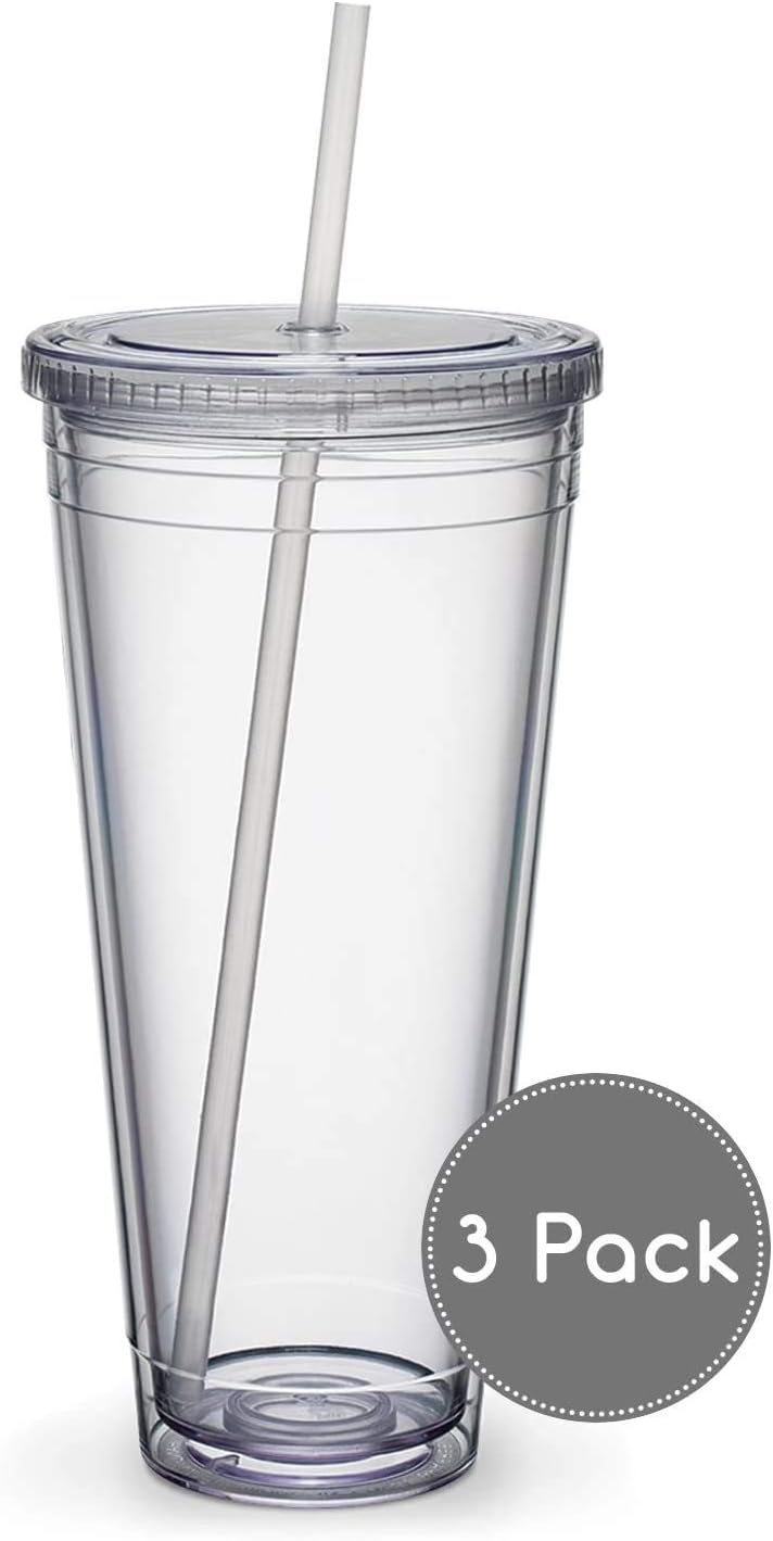 Maars® Insulated Travel Tumblers 32 oz. | Double Wall Acrylic | 3 Pack 3 Pack Clear