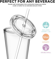 Maars® Insulated Travel Tumblers 32 oz. | Double Wall Acrylic | 3 Pack 3 Pack Clear