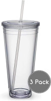 Maars® Insulated Travel Tumblers 32 oz. | Double Wall Acrylic | 3 Pack 3 Pack Clear
