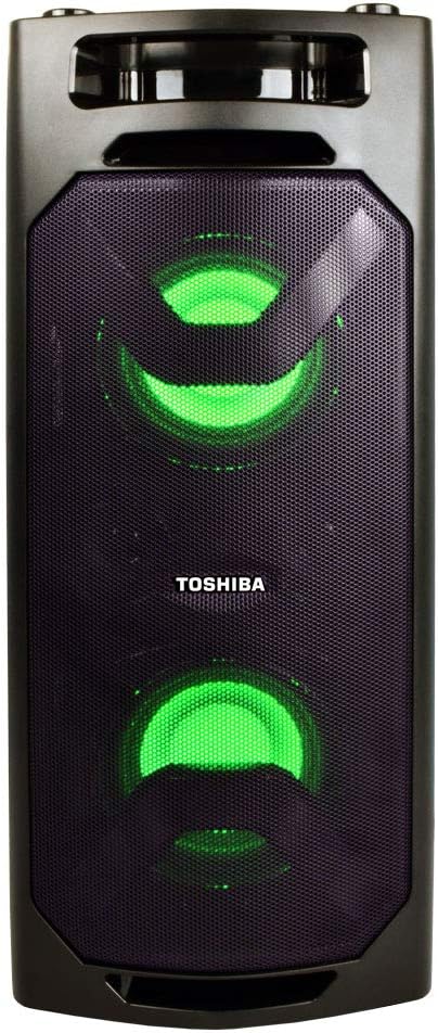 Toshiba TY-ASC50 Wireless Speaker System w/FM Stereo Radio | 50 Watt Outdoor Bluetooth Speaker | Party Speakers w/Rechargeable Batteries & MP3 Function | 3.5mm Stereo Earphone Jack | 2 USB Inputs Black