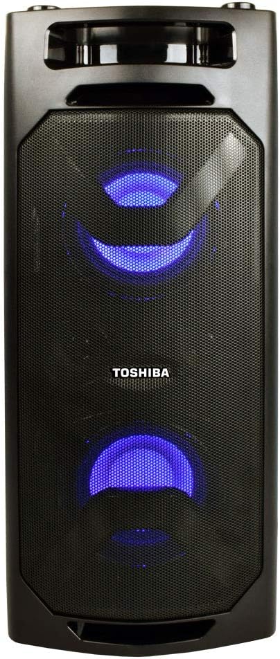 Toshiba TY-ASC50 Wireless Speaker System w/FM Stereo Radio | 50 Watt Outdoor Bluetooth Speaker | Party Speakers w/Rechargeable Batteries & MP3 Function | 3.5mm Stereo Earphone Jack | 2 USB Inputs Black