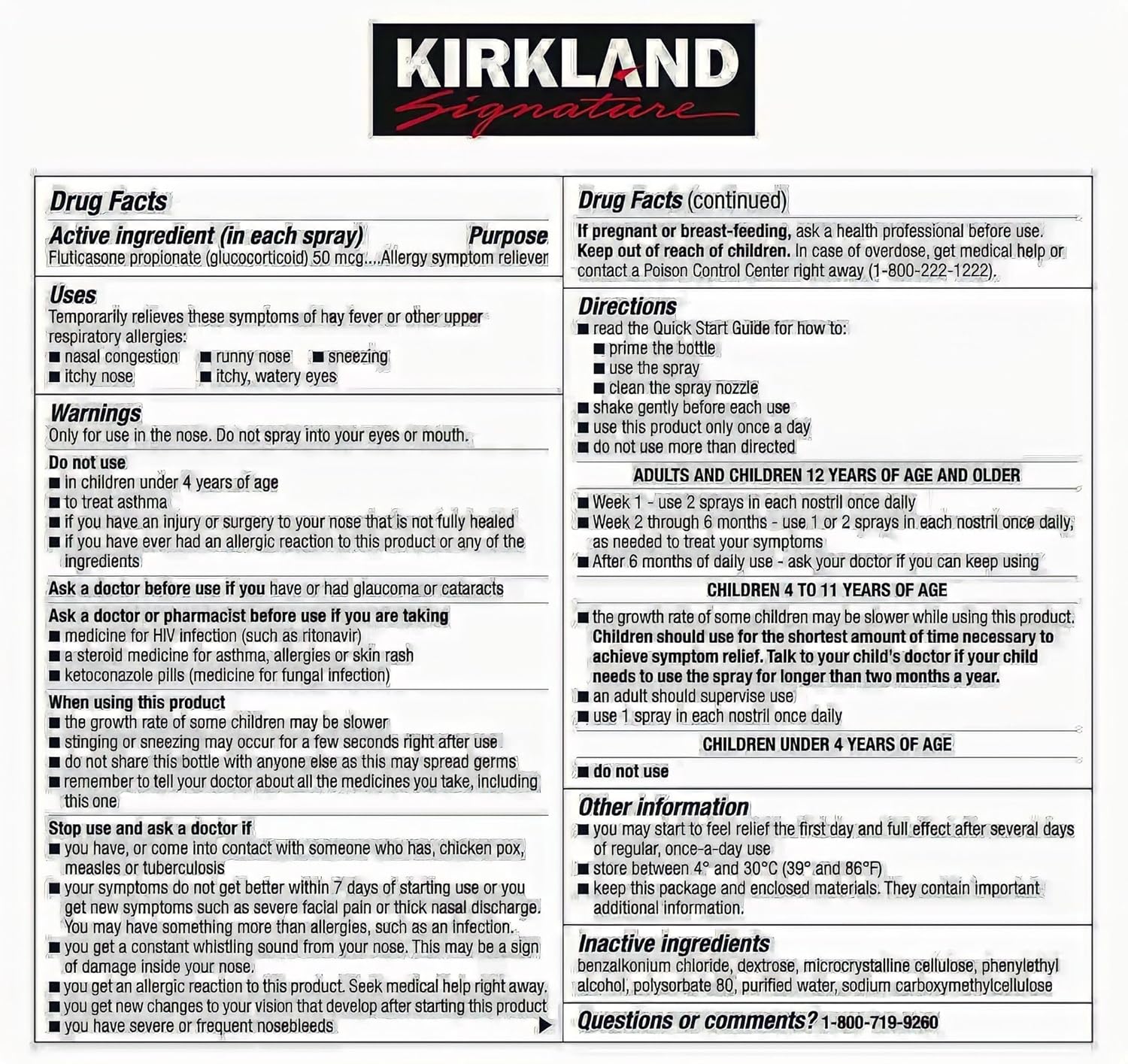Kirkland Signature Aller-Flo Fluticasone Propionate (Glucorticoid) 5 Bottles x 120 Metered Sprays 0.54 Fl OZ per Bottle (15.8 mL x 5) 2.70 OZ Total (79 mL Total) 600 Total Sprays Total, 1-Pack